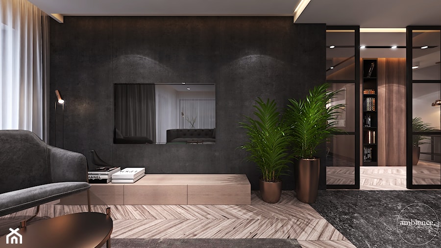 Apartament w Londynie - strefa dzienna - Mały czarny salon, styl nowoczesny - zdjęcie od Ambience. Interior design