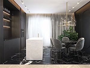 Luksusowy apartament dla singla - Średnia otwarta z salonem czarna z zabudowaną lodówką kuchnia jednorzędowa z wyspą lub półwyspem z oknem, styl nowoczesny - zdjęcie od Ambience. Interior design