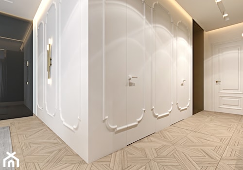 Luksusowy apartament dla singla - Duży biały czarny hol / przedpokój, styl nowoczesny - zdjęcie od Ambience. Interior design