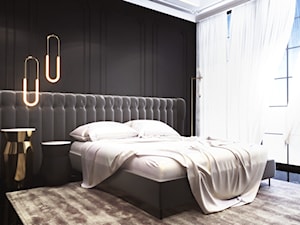 Luksusowa sypialnia z łazienką - Mała biała czarna sypialnia - zdjęcie od Ambience. Interior design