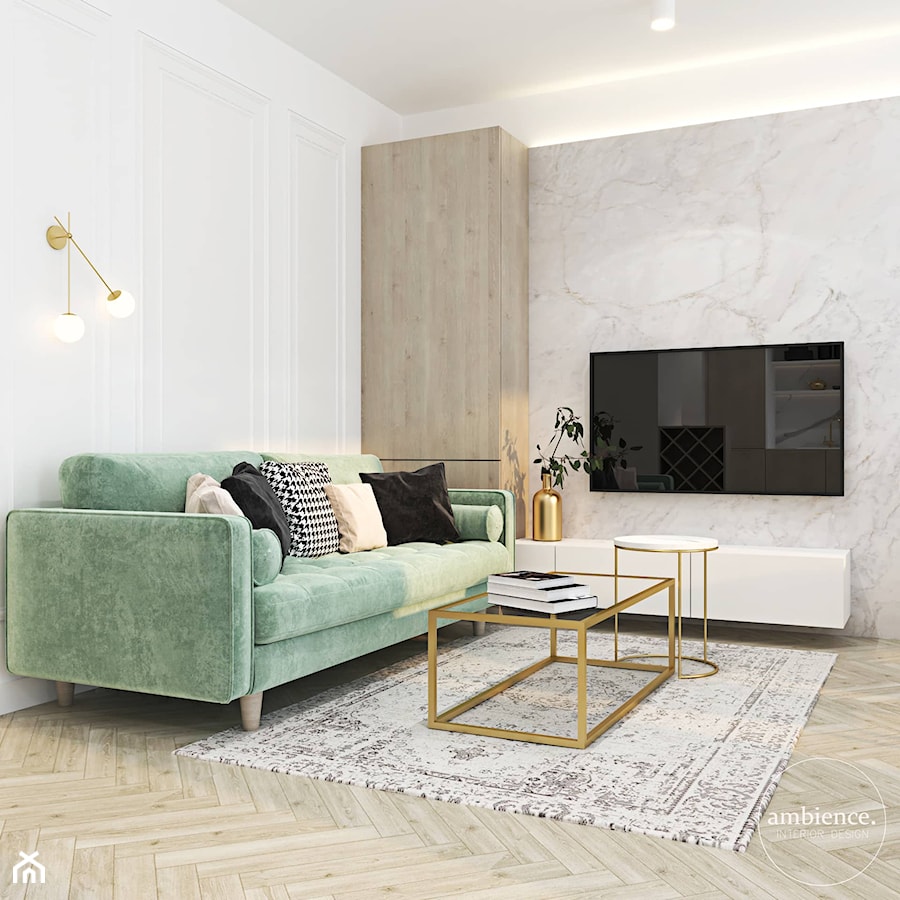 Mieszkanie z miętową sofą - Salon, styl nowoczesny - zdjęcie od Ambience. Interior design