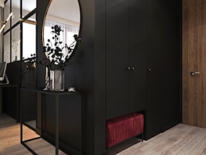 Odważne mieszkanie z czerwienią - Mały czarny hol / przedpokój, styl nowoczesny - zdjęcie od Ambience. Interior design
