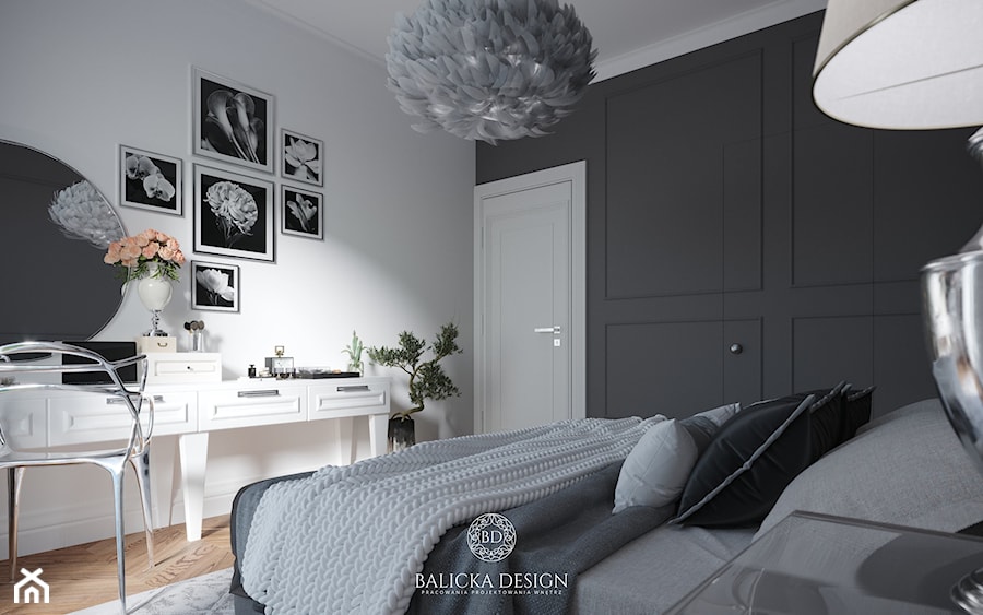 Zielona Gęś - Średnia czarna szara sypialnia, styl nowoczesny - zdjęcie od Balicka Design