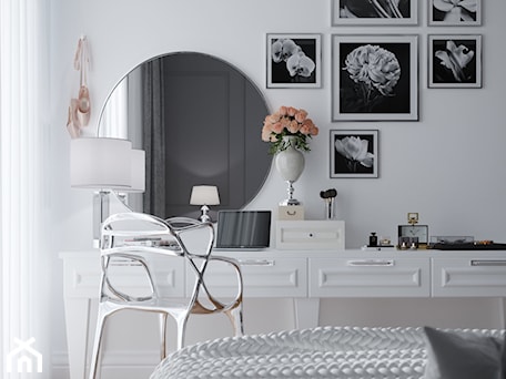 Aranżacje wnętrz - Sypialnia: Zielona Gęś - Mała biała czarna sypialnia, styl nowoczesny - Balicka Design. Przeglądaj, dodawaj i zapisuj najlepsze zdjęcia, pomysły i inspiracje designerskie. W bazie mamy już prawie milion fotografii!