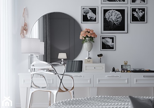 Zielona Gęś - Mała biała czarna sypialnia, styl nowoczesny - zdjęcie od Balicka Design