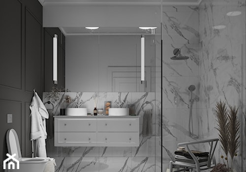 Zielona Gęś - Średnia bez okna z lustrem z dwoma umywalkami z marmurową podłogą łazienka, styl nowo ... - zdjęcie od Balicka Design