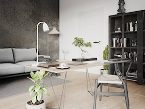 Wakacyjne Marzenia - Średnie w osobnym pomieszczeniu z sofą białe szare biuro, styl nowoczesny - zdjęcie od Balicka Design
