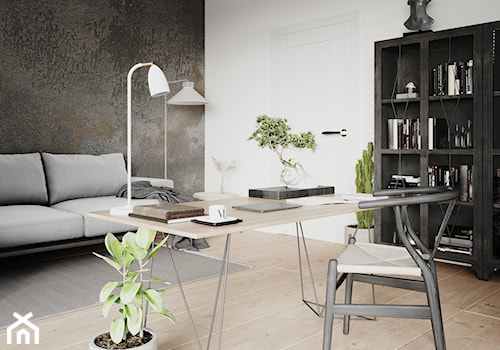 Wakacyjne Marzenia - Średnie w osobnym pomieszczeniu z sofą białe szare biuro, styl nowoczesny - zdjęcie od Balicka Design