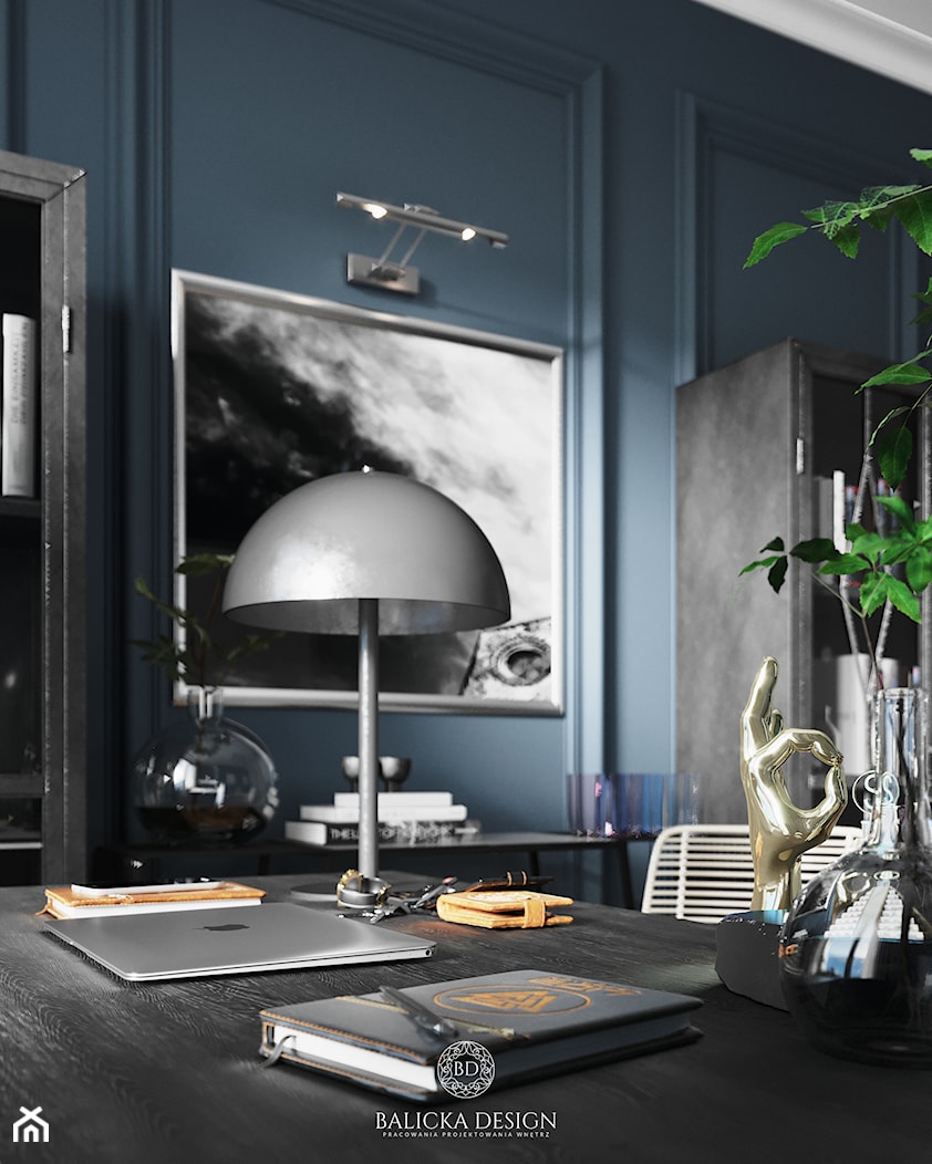 Zielona Gęś - Średnie w osobnym pomieszczeniu niebieskie biuro, styl nowoczesny - zdjęcie od Balicka Design - Homebook