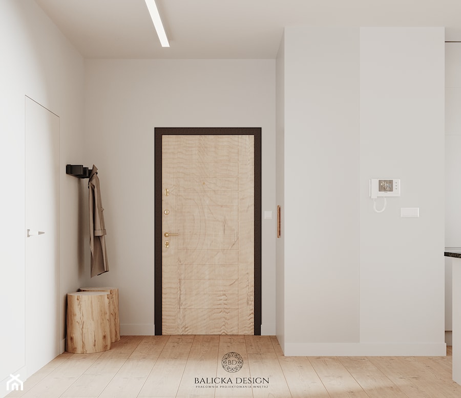 Ciepły Minimalizm - Hol / przedpokój, styl minimalistyczny - zdjęcie od Balicka Design