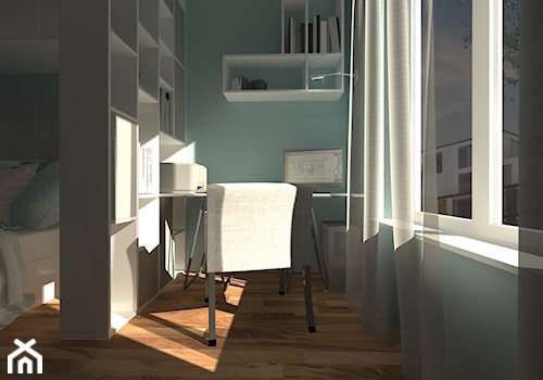 Mieszkanie Warszawa Włochy / 71 m2 - Mała zielona z biurkiem sypialnia, styl nowoczesny - zdjęcie od Ewelina Urbańska - LilVive Architekt Wnętrz