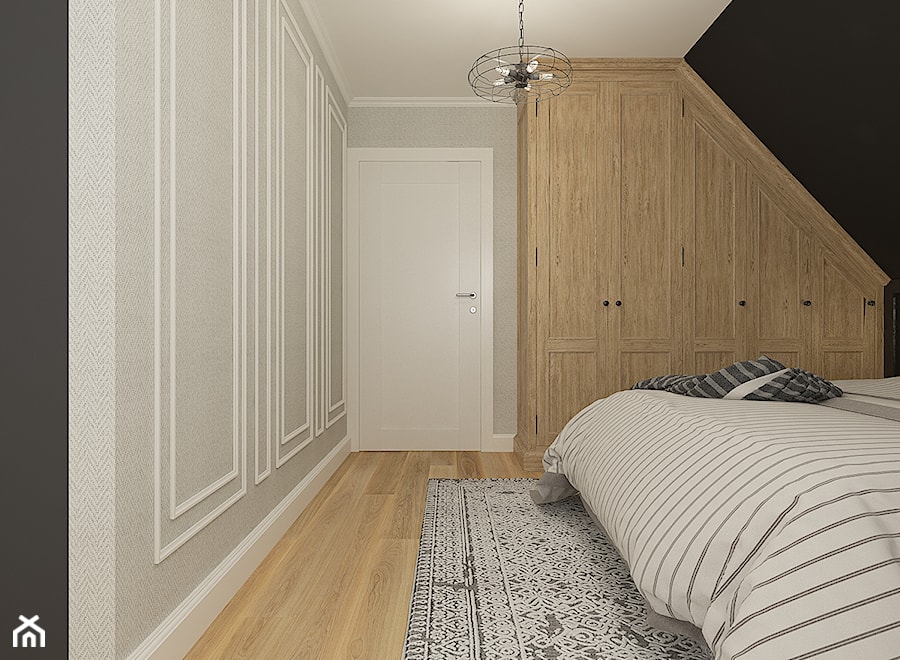 Dom pod Krakowem - styl mieszany - Średnia czarna szara sypialnia na poddaszu, styl nowoczesny - zdjęcie od WERDHOME
