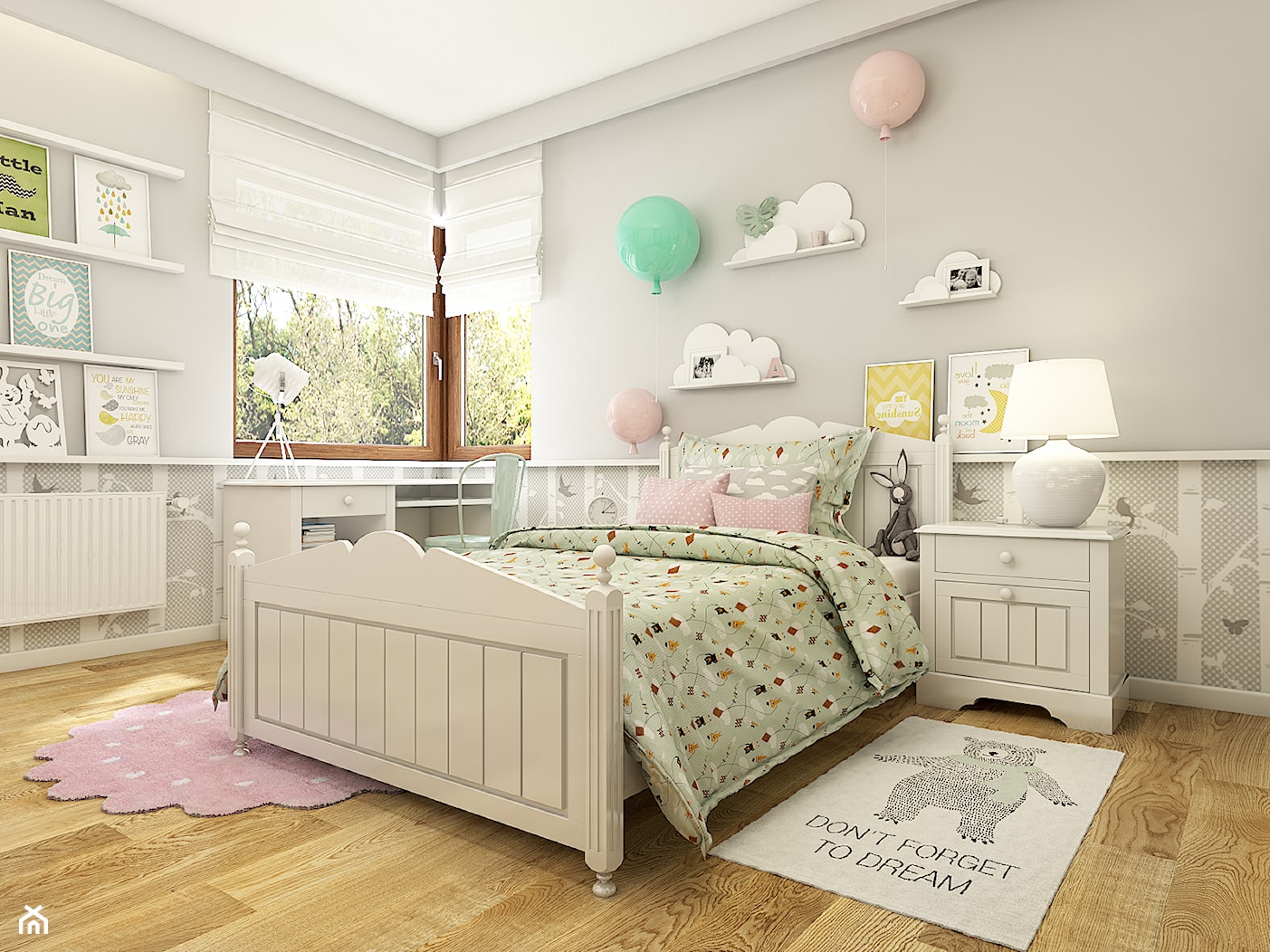 Dom w Opolu - Średni szary pokój dziecka dla dziecka dla dziewczynki, styl skandynawski - zdjęcie od WERDHOME - Homebook
