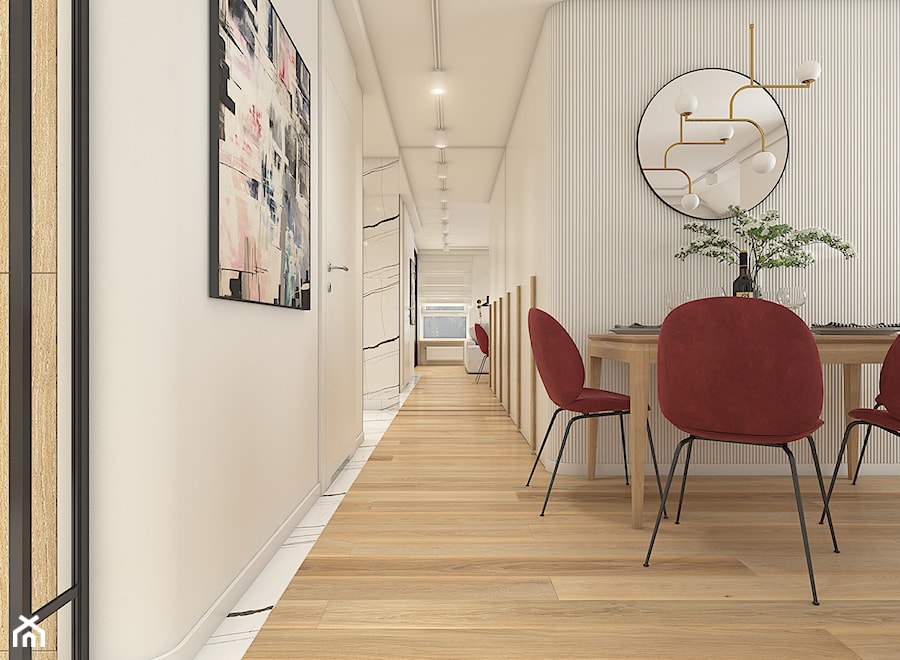 Mieszkanie w krakowie 50 m2 - Duży szary z marmurem na podłodze hol / przedpokój, styl nowoczesny - zdjęcie od WERDHOME