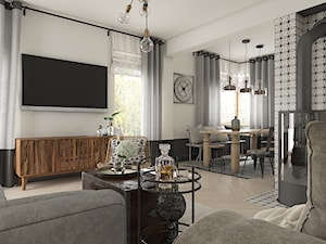 Dom pod Krakowem - styl mieszany - Średnia czarna szara jadalnia w salonie, styl nowoczesny - zdjęcie od WERDHOME