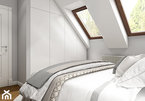 Z indygo - Mała biała sypialnia na poddaszu - zdjęcie od WERDHOME