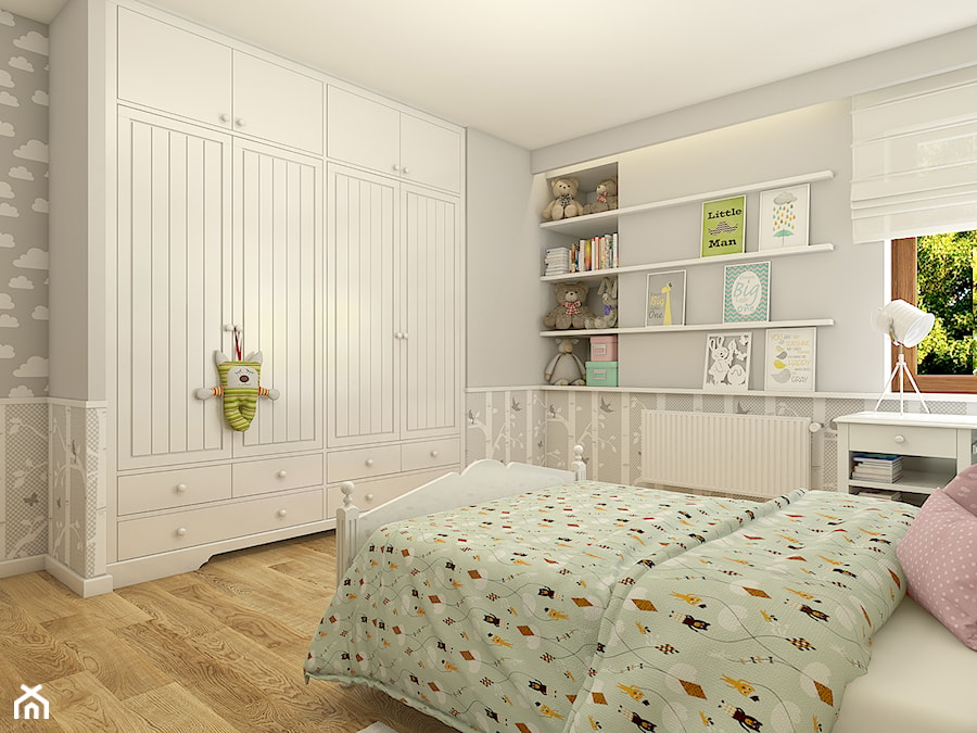 Dom w Opolu - Średni biały szary pokój dziecka dla dziecka dla nastolatka dla dziewczynki, styl skandynawski - zdjęcie od WERDHOME