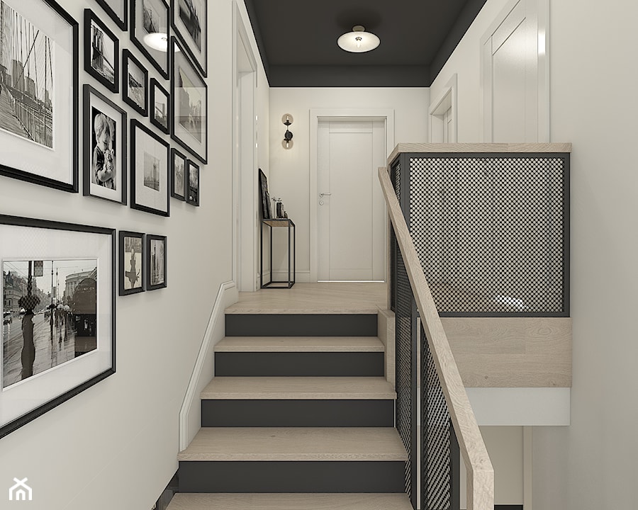 Dom pod Krakowem - styl mieszany - Średni biały czarny hol / przedpokój, styl nowoczesny - zdjęcie od WERDHOME