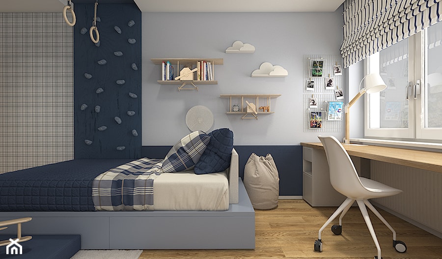 Dom Luksemburg - styl nowoczesny - Średni szary niebieski pokój dziecka dla nastolatka dla chłopca, styl nowoczesny - zdjęcie od WERDHOME