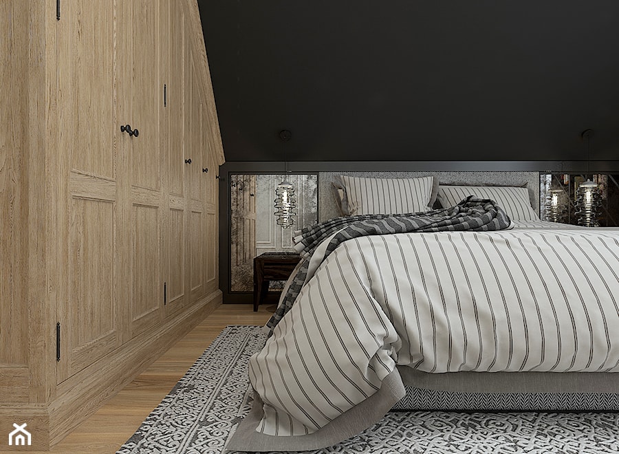 Dom pod Krakowem - styl mieszany - Mała czarna sypialnia na poddaszu, styl nowoczesny - zdjęcie od WERDHOME