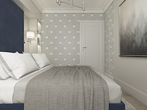 Mieszkanie w stylu nowojorskim - Mała niebieska szara sypialnia, styl glamour - zdjęcie od WERDHOME