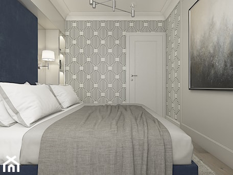 Aranżacje wnętrz - Sypialnia: Mieszkanie w stylu nowojorskim - Mała niebieska szara sypialnia, styl glamour - WERDHOME. Przeglądaj, dodawaj i zapisuj najlepsze zdjęcia, pomysły i inspiracje designerskie. W bazie mamy już prawie milion fotografii!