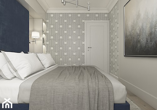 Mieszkanie w stylu nowojorskim - Mała niebieska szara sypialnia, styl glamour - zdjęcie od WERDHOME
