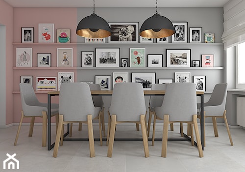 Dom Luksemburg - styl nowoczesny - Średnia różowa szara jadalnia jako osobne pomieszczenie, styl nowoczesny - zdjęcie od WERDHOME