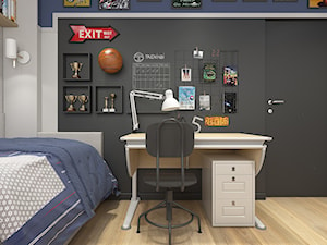 Dwa światy - Średni czarny szary niebieski pokój dziecka dla nastolatka dla chłopca, styl nowoczesny - zdjęcie od WERDHOME