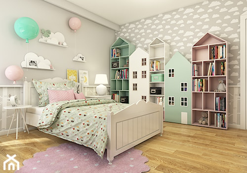 Dom w Opolu - Duży szary pokój dziecka dla dziecka dla dziewczynki, styl skandynawski - zdjęcie od WERDHOME