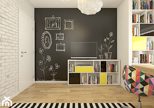 Dom w Opolu - Średni biały czarny pokój dziecka dla nastolatka dla dziewczynki, styl skandynawski - zdjęcie od WERDHOME