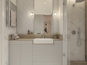 Mieszkanie w stylu nowojorskim - Mała bez okna z lustrem z marmurową podłogą z punktowym oświetleniem łazienka, styl glamour - zdjęcie od WERDHOME