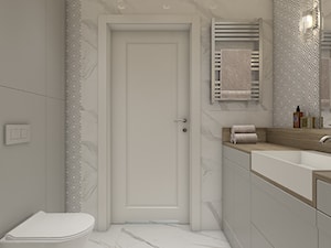 Mieszkanie w stylu nowojorskim - Średnia bez okna z lustrem z marmurową podłogą łazienka, styl glamour - zdjęcie od WERDHOME