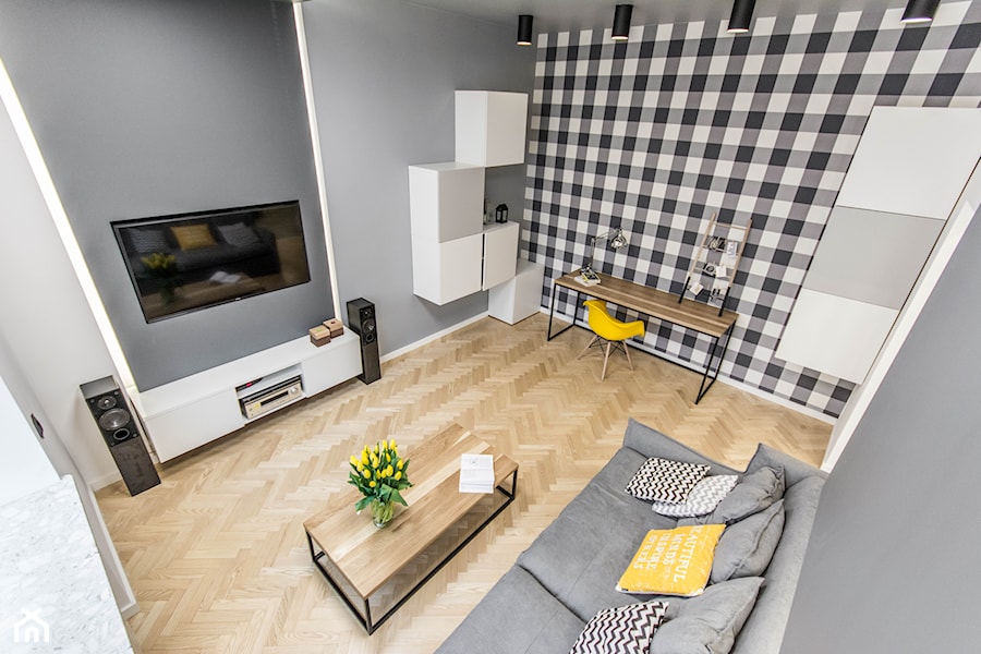 APARTAMENT AIRBNB - Średni szary salon, styl skandynawski - zdjęcie od HOUSE DESIGN