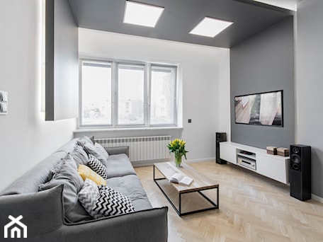 Aranżacje wnętrz - Salon: APARTAMENT AIRBNB - Mały szary salon, styl skandynawski - HOUSE DESIGN. Przeglądaj, dodawaj i zapisuj najlepsze zdjęcia, pomysły i inspiracje designerskie. W bazie mamy już prawie milion fotografii!