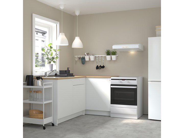 IKEA KNOXHULT Kuchnia narożna, biały, 183x122x91 cm Zestawy gotowe Kategoria Zestawy mebli kuchennych Kolor Beżowy