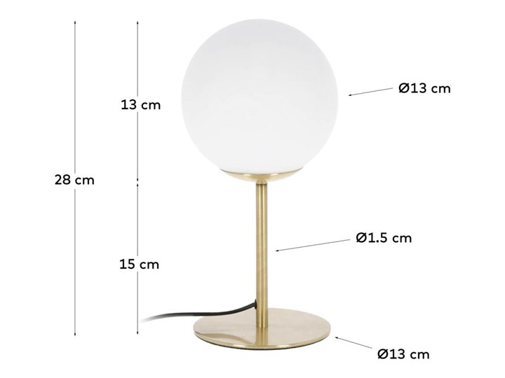 Lampa stolowa Mahala ze stali i szkla matowego Kolor Złoty Lampa z kloszem Kolor Szary