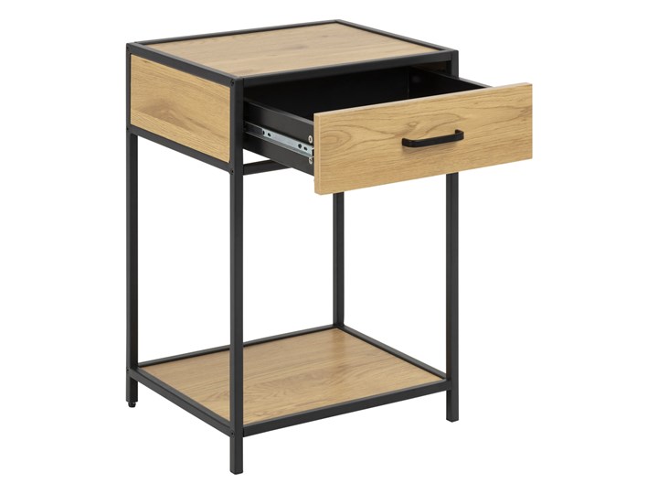 SELSEY Szafka nocna Krapina z szufladą Drewno Płyta laminowana Metal Płyta MDF Styl Nowoczesny