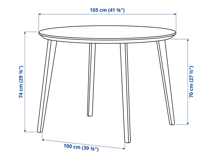 LISABO Stół Wysokość 74 cm Szerokość 105 cm Płyta MDF Kategoria Stoły kuchenne