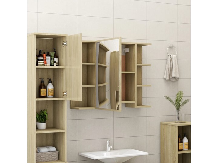 vidaXL Szafka łazienkowa, dąb sonoma, 80 x 20,5 x 64 cm, płyta Szerokość 80 cm Płyta MDF Drewno Szafki Wiszące Z lustrem Głębokość 20 cm Rodzaj frontu Drzwiczki Płyta stolarska Kategoria Szafki stojące