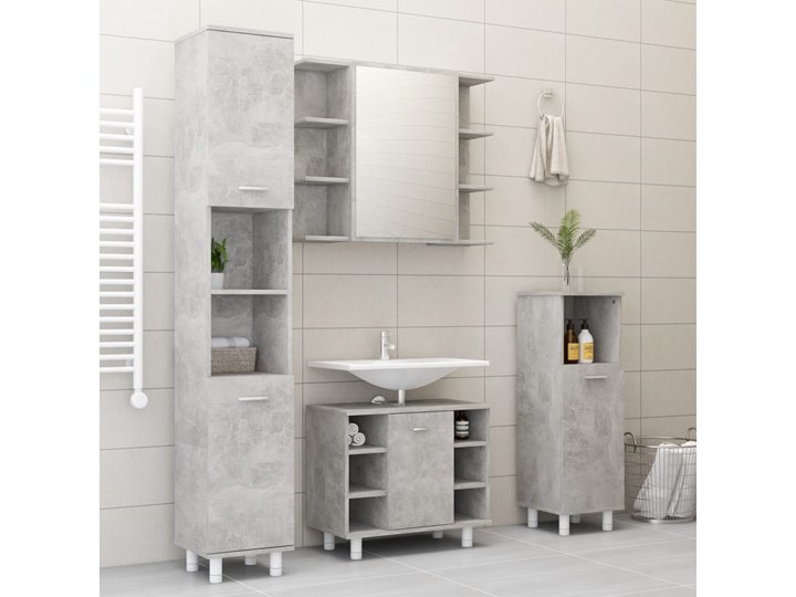 vidaXL Szafka łazienkowa, szarość betonu, 80 x 20,5 x 64 cm, płyta Szafki Płyta MDF Szerokość 80 cm Głębokość 20 cm Płyta stolarska Z lustrem Rodzaj frontu Drzwiczki