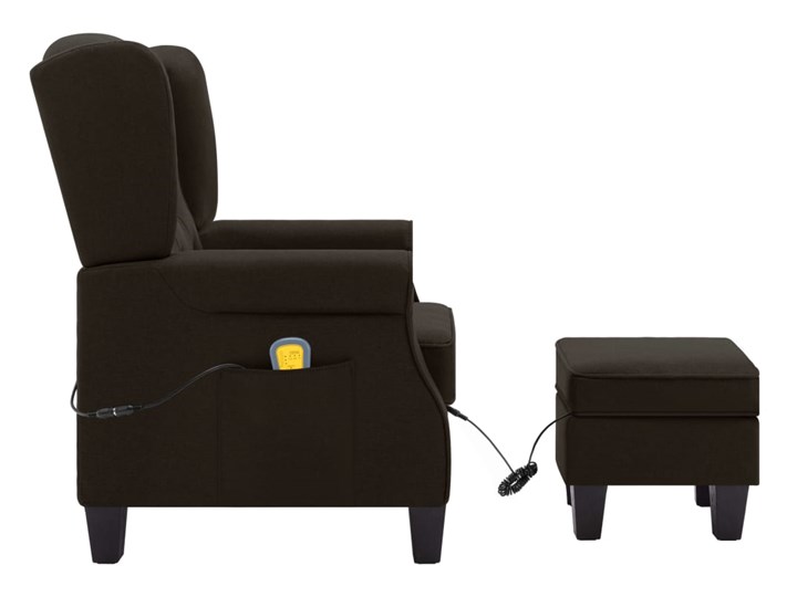 vidaXL Fotel masujący z podnóżkiem, ciemnobrązowy, obity tkaniną Tworzywo sztuczne Drewno Fotel uszak Fotel z podnóżkiem Szerokość 68 cm Styl Nowoczesny