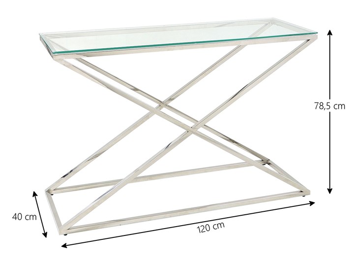 Konsola z srebrnej stali chromowanej 78,5cm Z samym blatem Lustro Styl Glamour Stal nierdzewna Kategoria Konsole