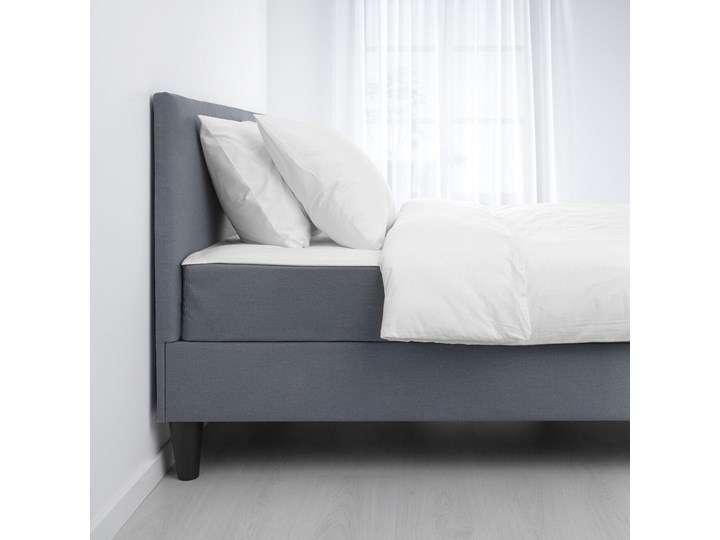 IKEA SÄBÖVIK Materac i mata na materac, twardy/Vissle szary, 140x200 cm Tkanina Łóżko tapicerowane Zagłówek Z zagłówkiem
