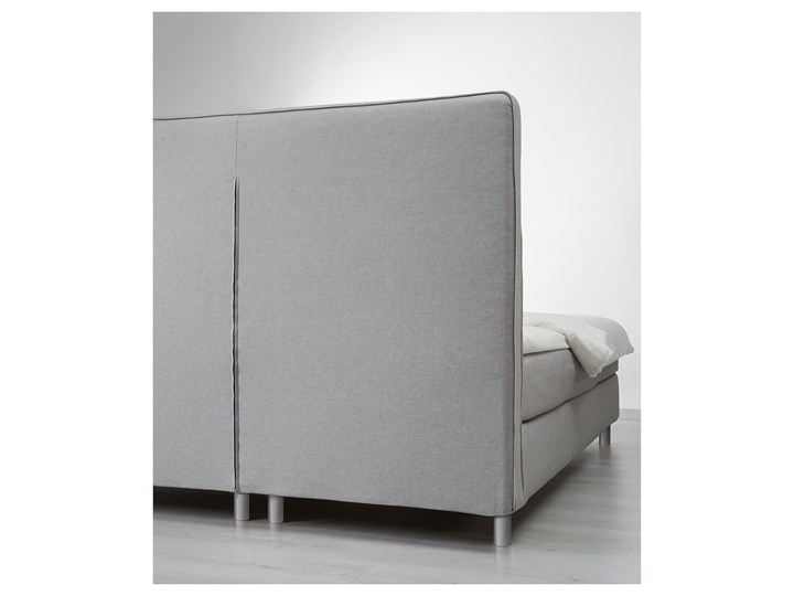 IKEA DUNVIK Łóżko kontynentalne, Valevåg twardy/Tuddal jasnoszary, 160x200 cm Styl Klasyczny