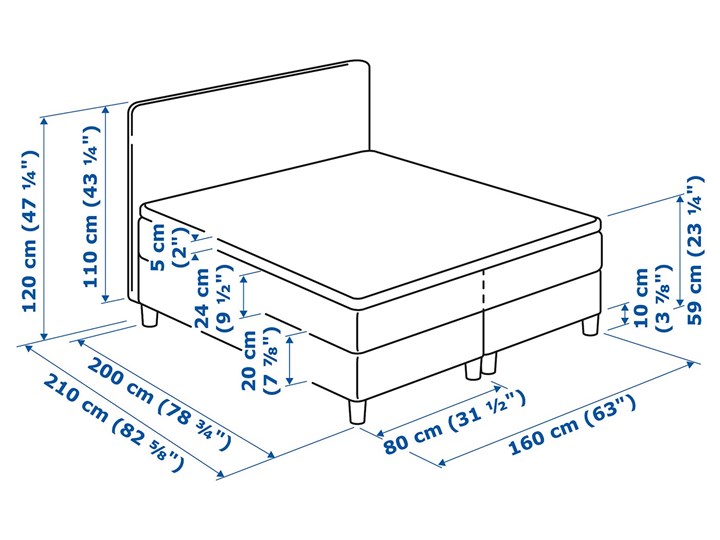 IKEA DUNVIK Łóżko kontynentalne, 160x200 cm Kategoria Łóżka do sypialni