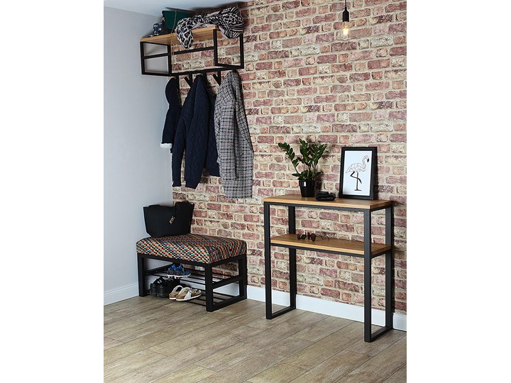 Ławka Tapicerowana do przedpokoju Industrialna SHELF JUNGLE- LOFT Materiał obicia Tkanina Pomieszczenie Salon