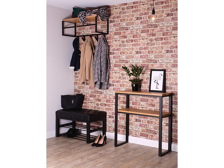 Ławka Pikowana do przedpokoju Industrialna SHELF SKIN - LOFT Pomieszczenie Salon Materiał obicia Skóra ekologiczna