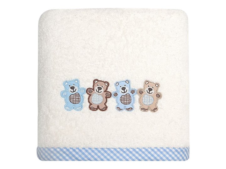Ręcznik dziecięcy 70x140 Eurofirany Baby 3 misie kremowy niebieski 450g/m2