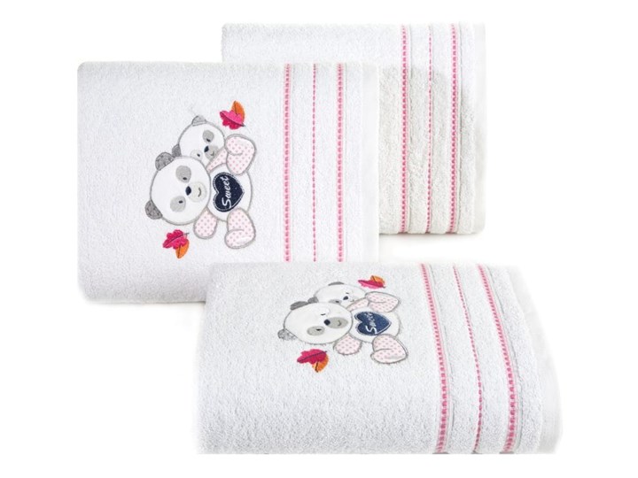 Ręcznik dziecięcy 70x140 Eurofirany Baby 1 misie biały różowy 500g/m2